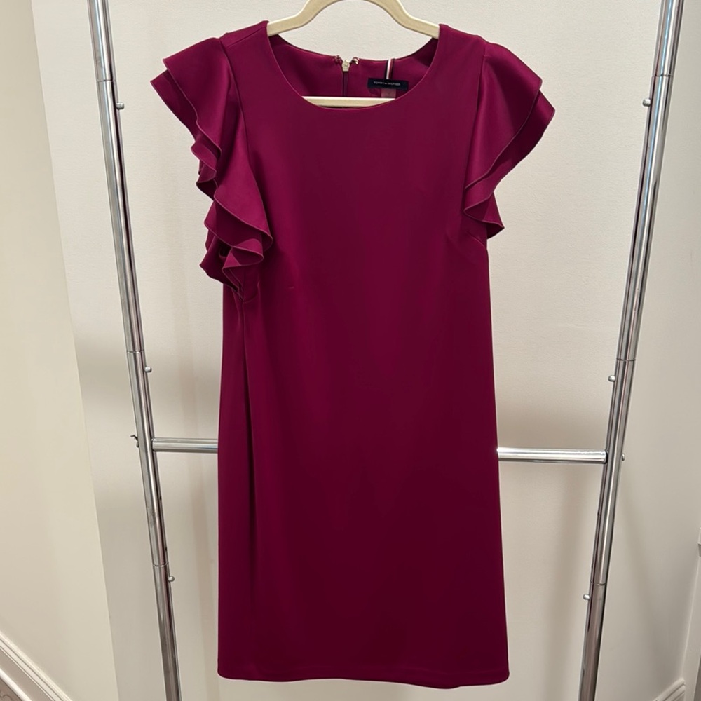Tommy Hilfiger Pink Sheath Dress with Flutter Cap Sleeves